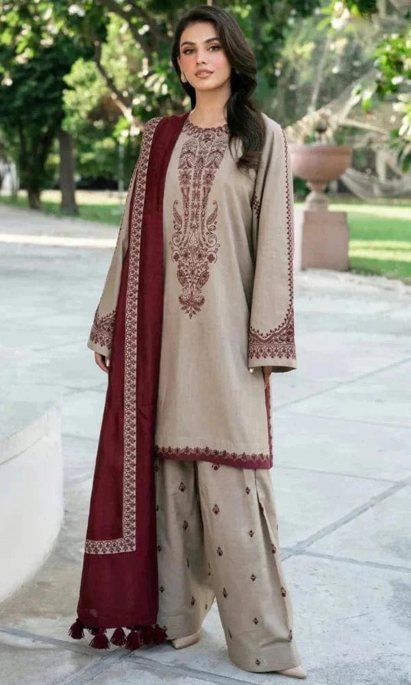 Lawn-3PC Embroidered with Digital Printed Jacquard Dupatta-5045