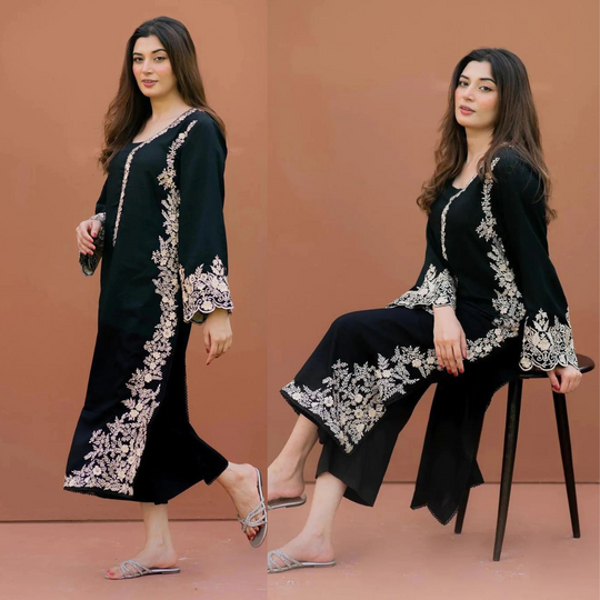 Lajwanti 2Pc Embroidered DHANNAK Suite With Fully Embroidered trouser & Patches VL725