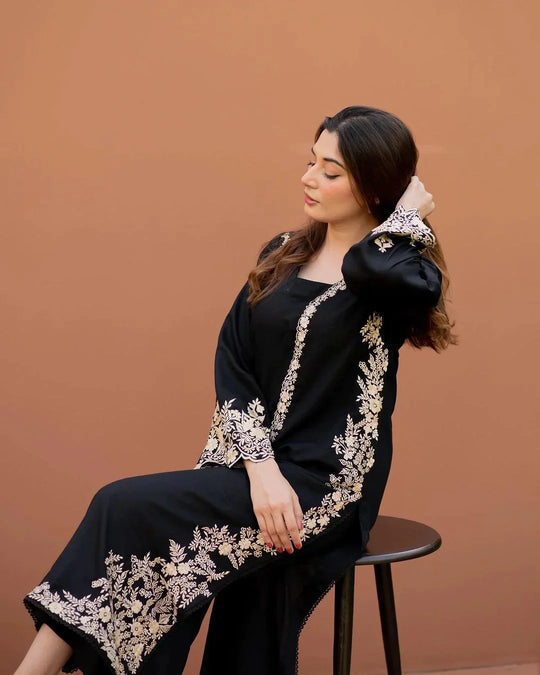 Lajwanti 2Pc Embroidered DHANNAK Suite With Fully Embroidered trouser & Patches VL725