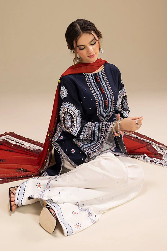 JAZMIN - UNSTITCHED 3PC DHANAK EMBROIDERED SUIT V241