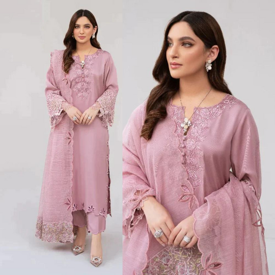 Nisa, Lawn 3.piece embroidered Summer suit with Orgenza dupatta. VL636