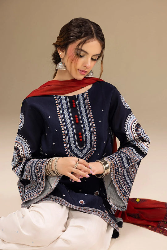 JAZMIN - UNSTITCHED 3PC DHANAK EMBROIDERED SUIT V241