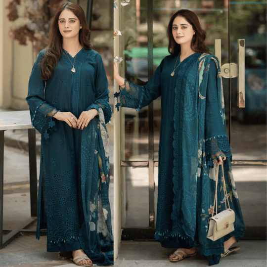 Mushq - 3PC Lawn ChickenKari Embroidered Suit - VL1047
